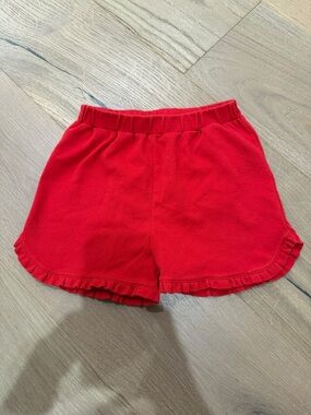 Little English Red Ruffle Hem Knit Shorts
